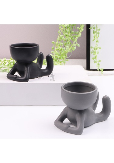 Suofeng İnsan Figürlü Seramik Saksı - Minimalist Nordik Stil Çiçeklik Ve Dekorasyon