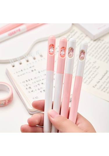 6 Parça Karikatür Sevimli Jel Kalemler, Komik Kalem, 0.5mm Çabuk Kuruyan Siyah Mürekkep Kalem