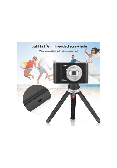 Springsun Siyah 1080p Dijital Kamera, 50mp Çift Lens, 8x Dijital Zoom, 2.4 İnç Ekran, 32gb Tf Kartlı, Dahili Flaş Ve Pil