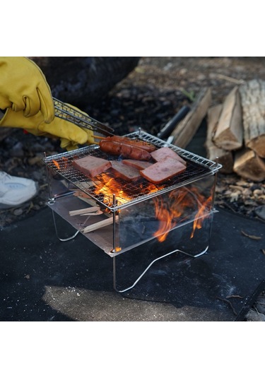 Tenfowee Stainless Steel Taşınabilir Mangal Çadırı - Isı Dayanıklı, Hızlı Montajlı, Çadır Kampı Ve Piknikler İçin Odunluk Ateş Tabanı