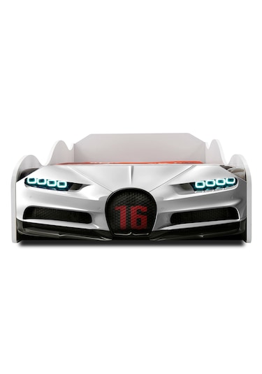 Bugattı - S1 - Arabalı Yatak - Araba Karyola , Beyaz Tek Kişilik