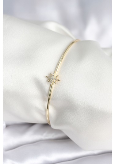 Kutup Yıldızı Figür Pirinç Gold Renk Kadın Bileklik Çok Renkli