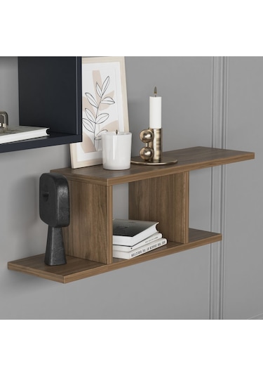 Deren Plus Duvar Rafı Antrasit Ceviz