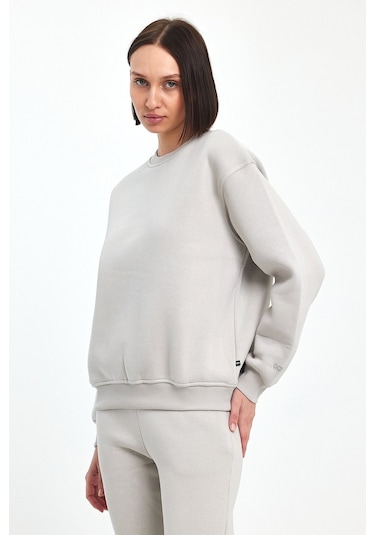 Odda Bisiklet Yaka Sweatshirt Gri