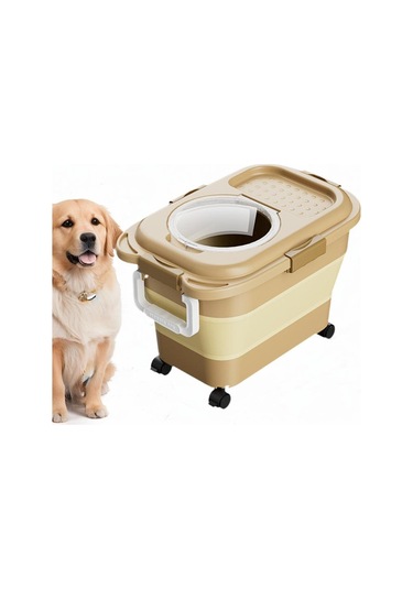 Homyl Tekerlekli Kedi Maması Saklama Kabı Kovası, Katlanabilir