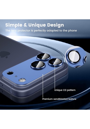 İphone 17 Pro Max Cl-20 Kamera Lens Gövde Koruyucu 9h Sertlik Ultra Hd Temperli Cam Çizilmeye Dayanıklı Koruyucu Gece Çekimi Bozmaz Lacivert