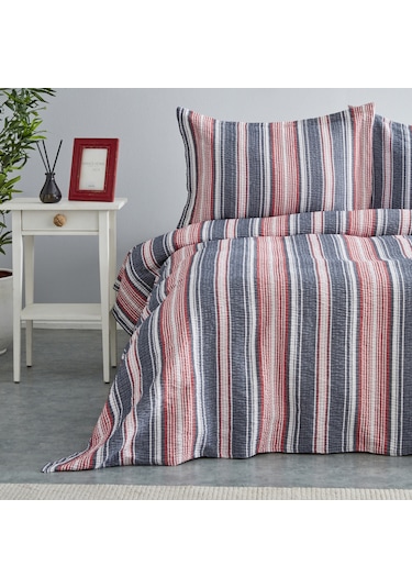 Karaca Home Denim Farley Çift Kişilik Yatak Örtüsü Seti Kırmızı