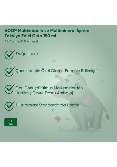 Voop Multivitamin Multimineral Portakal Aromalı Şurup 150 ML