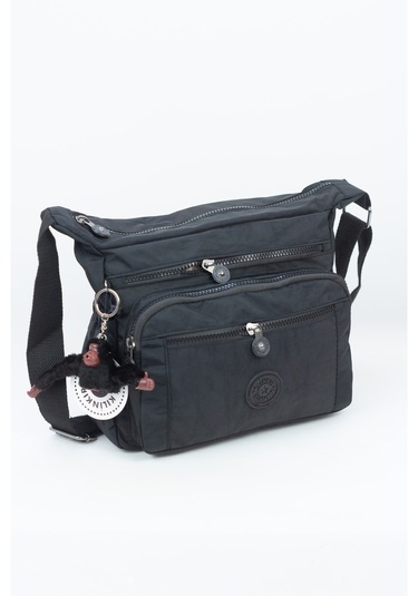 Krinkıl / Klinkır Su Geçirmez Kumaş Çok Gözlü Çapraz Kol ve Omuz Postacı Çantası Siyah 5835 Siyah