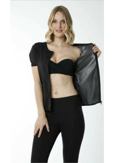 Termal Yarım Kollu Fermuarlı Takım ( Atlet + Tayt ) Siyah