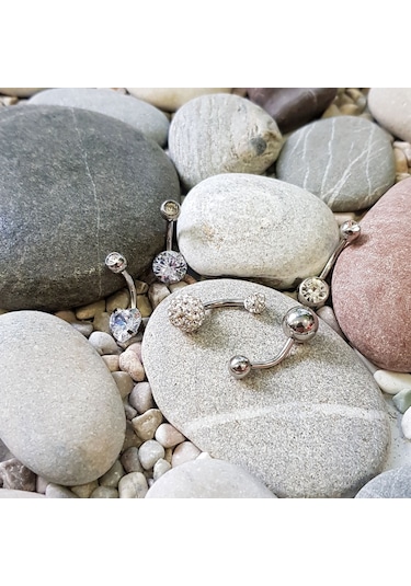 Chavin 5 Adet Taşlı Taşsız Cerrahi Çelik Göbek Piercing Ec92By