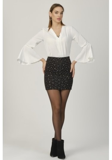 Shahiqa Kadın Parlak Taşlı Mini Etek