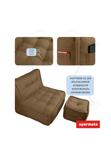 Xpermate Puffymod Dekoratif Kare Puf Orta Sehpa 40x40cmkahverengi