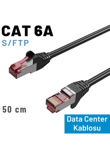 Irenıs 50 Cm Siyah Cat 6a S/ftp Ethernet Data Center Patch Kablo