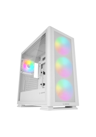 Rampage Vanguard V2 Beyaz Mesh Easy Temperli Cam Type-C Rgb Fan + Hub E-Atx Big-t Gaming Kasa