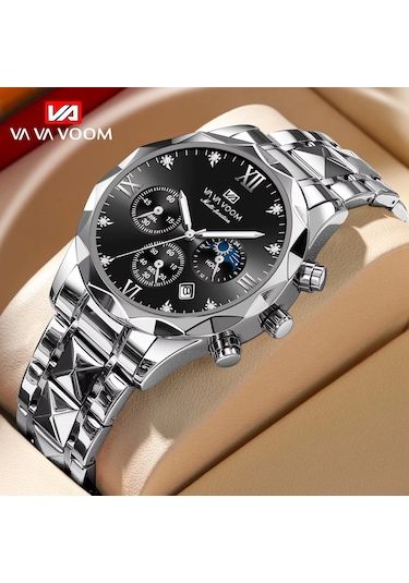 Geeksen Va Va Voom 2741 Kuarc Kol Saati - 42mm Mavi Ekran, 30m Su Geçirmez, Gümüş Çelik Kordon, Roman Rakamlar, Gün/tarih Gösterimi Gümüş - Mavi