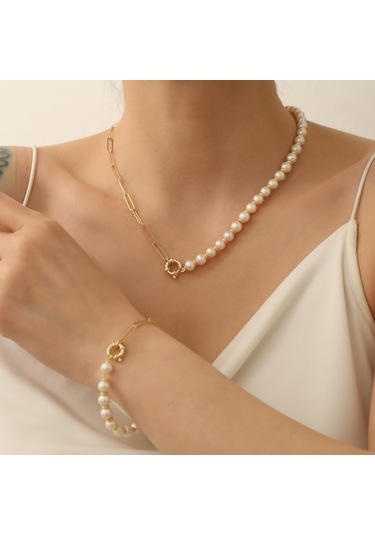 925 Ayar Gümüş Creamrose Tatlı Su İncisi Set-7.50mm