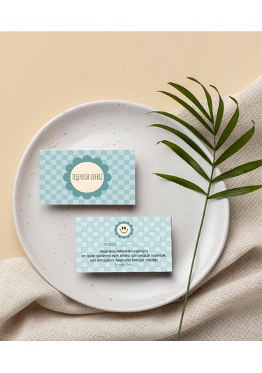 Çift Yön Teşekkür Kartı Thank You Cart Çiçek Desenli Pytktskk1200