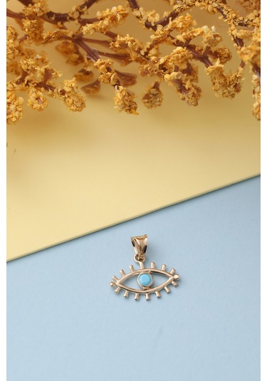 Miletkuyumculuk 14 Ayar Altın Kirpikli Gözlü Kolye Ucu