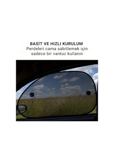 Coofbe Uv Korumalı 2 Adet Araç Yan Cam Güneşlik Sineklik 65x38cm Araç Yan Cam Güneşlik Araç Perdesi 2 Adetli Set