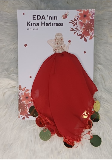 Kına Hediyelik Halay Mendili- Kına Hatırası Pullu Mendil 5 Adet