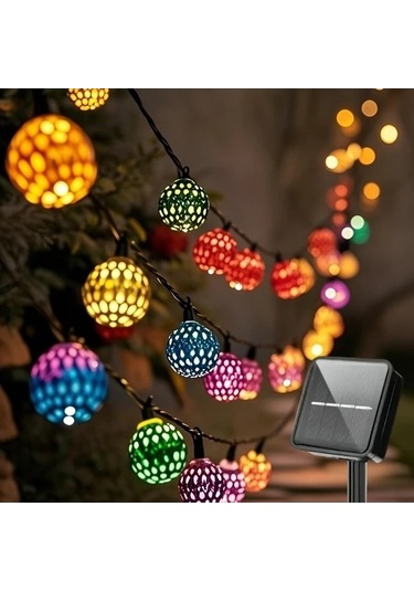 Fastbuy Türkoshop11 20 Led Metal Küre Sıcak Beyaz Bahçe Işıkları, 8 Modlu Ip54, Dayanıklı Dış Mekan Aydınlatma Sıcak Beyaz