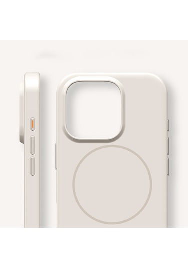 İphone Uyumlu 15 Pro Max Soft Parlak Kılıf Magsafe Şarj Özellikli Wlons Frego Kapak Krem