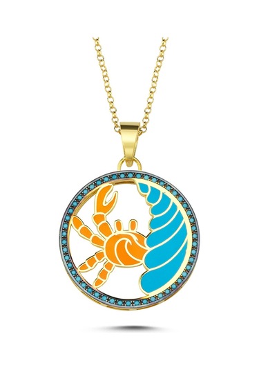 Kayra Mücevher Mineli Yengeç Burcu Altın Kaplama Kolye