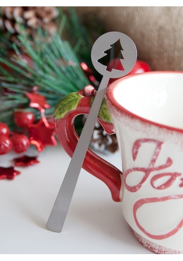 Narin Çam Ağaç Desenli 11Cm Çay Kaşığı 12 Adet Sunum Kaşık