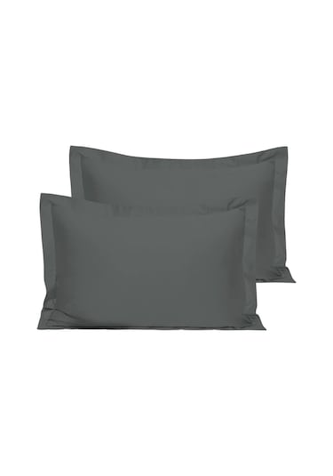Pamuklu King Size Yastık Kılıfı 2 Adet 50 X 90 Cm Koyu Gri