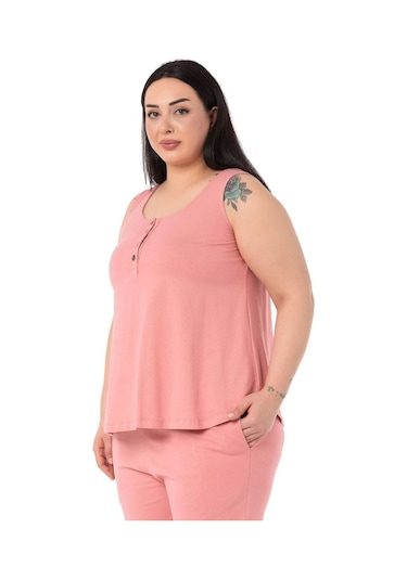 Büyük Beden Penye Pembe Eşofman Takımı-pembe Pembe