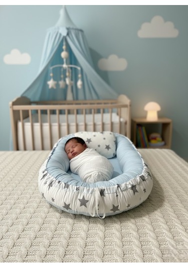 Babynest Yer Yatağı Yıldızlı Mavi Bebeciden