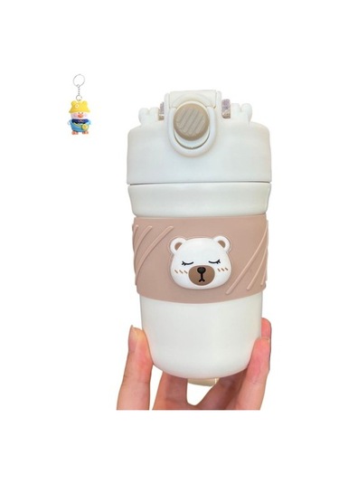 Runxi Life Hall Eşlik Fincan Öğrenci Çift Içecek Kahve Fincanı Taşınabilir Kompakt Saman Termos Fincan T2ı3vb Bej