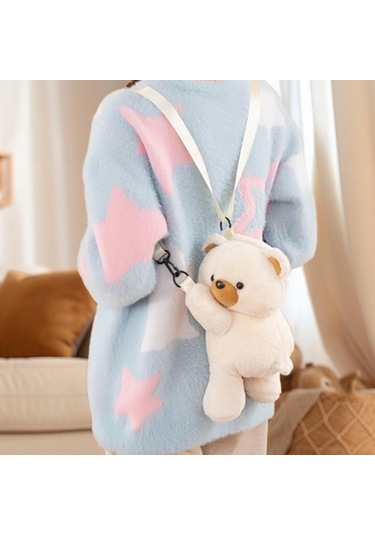 Homyl Ayarlanabilir Askı Seyahat Sırt Çantası Ile Peluş Ayı Bej