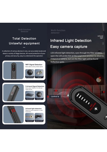 Geeroyoo Taşınabilir Gizli Kamera Dedektörü Gps/wıfı Sinyal Bulucu 6 Seviye Hassasiyet Ev Seyahat Araç Casus Tarayıcı