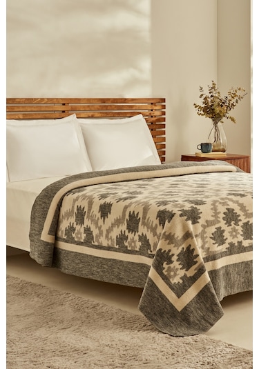 Karaca Home Damask Çift Kişilik Pamuklu Battaniye Antrasit