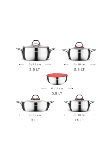 Karaca  Emirgan Xl İndüksiyon Tabanlı 10 Parça Saklama Kaplı Çelik Tencere Seti