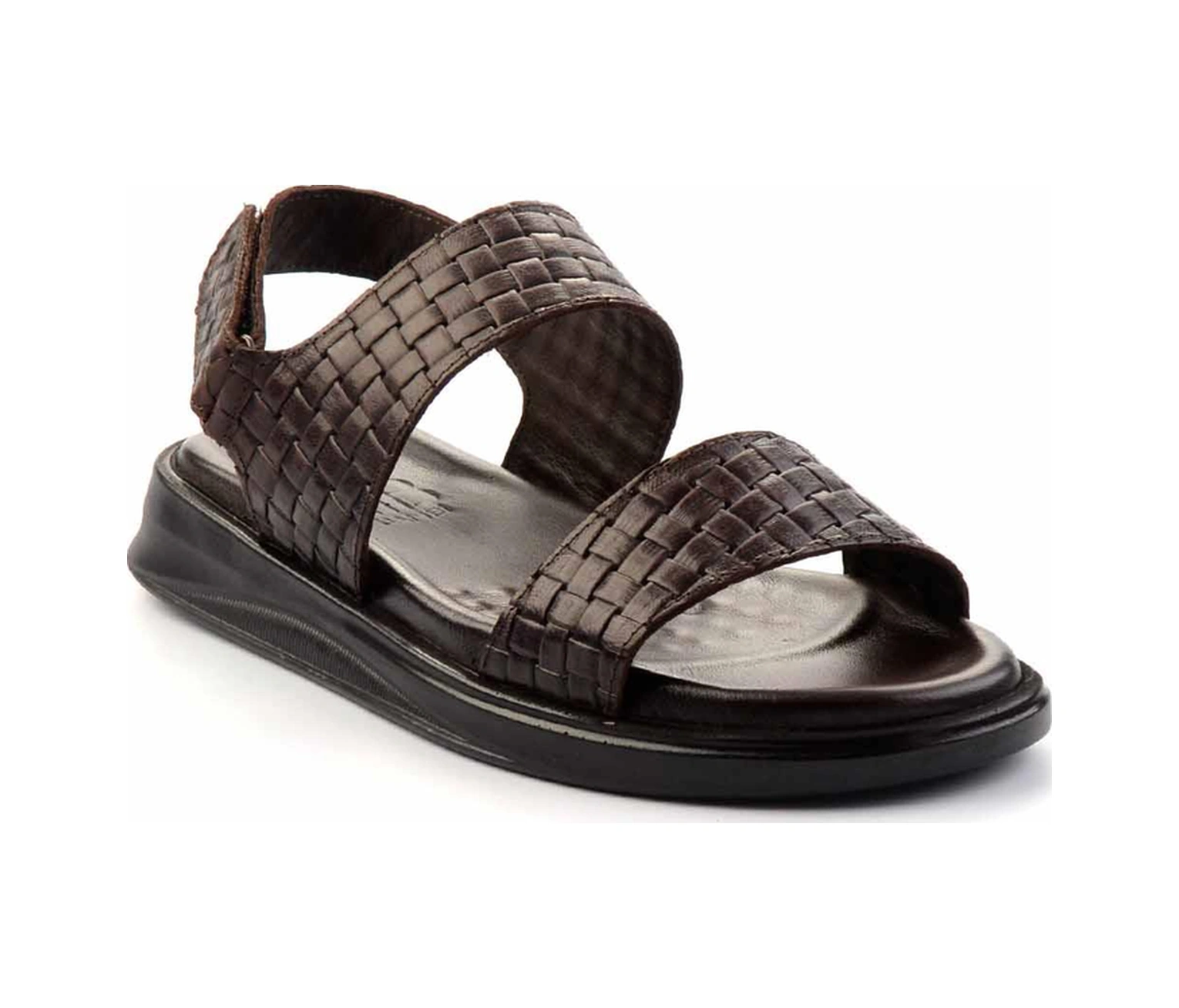 Kahve Hakiki Deri Erkek Sandalet E05433012603 Kahve