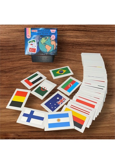 Seçili 50 Dünya Ülkeleri-harita-bayrak-başkent Kartları
