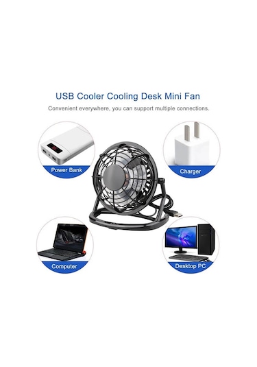 Masaüstü Usb Mini Fan - Taşınabilir Usb Vantilatör - Plastik - Siyah