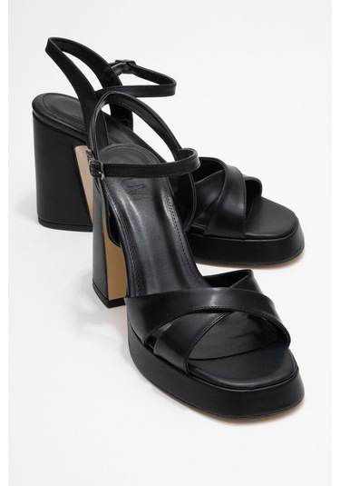 Lello Siyah Cilt Kadın Platform Topuklu Ayakkabı Siyah