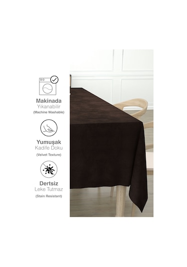Daily Series Kadife Dokulu Kahverengi Masa Örtüsü Kahverengi