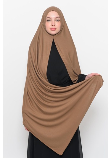 Hazır Pratik Geçmeli Lüks Düz Penye Şal Çapraz Hizalı Çikolata