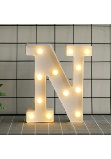 Led Harf Işığı N - Islak Beyaz Işık, Pvc Malzeme, Ev Dekorasyonu, Özel Etkinlikler, Duvara Asılabilir Veya Masaya Konulabilir Pil Dahil Değil Diğer Diğer