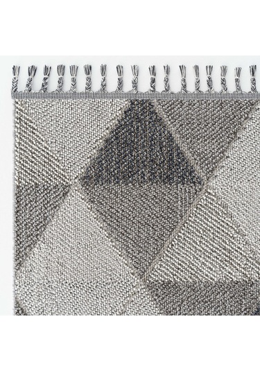 Cool Halı Bress 1401 Gri Hav Toz Vermez Hasır Dokulu Salon Mutfak Antre Bukle Örgü Modern Desen Halı