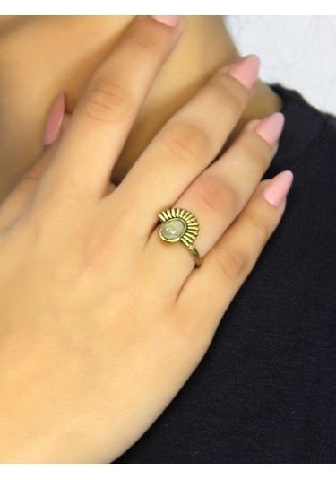 Doğal Taş Sitrin Doğal Taşlı Antik Model Kadın Ayarlanabillir Yüzük Euy82s Sarı