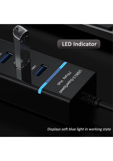 7 Bağlantı Noktası Usb 3.0 Hub, Dizüstü Bilgisayar İçin Uzun Kablo, Pc, Macbook