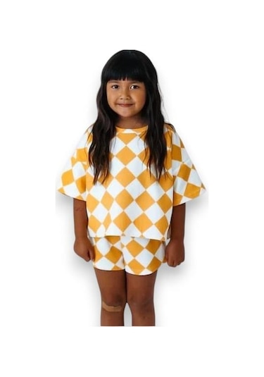 Kız Çocuk Şortlu Takım St08843 Sarı