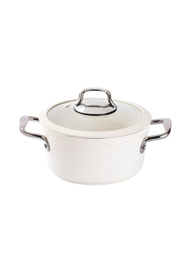 Tantitoni Deluxe Krem Seramik 5 Parça Tencere Seti Krem