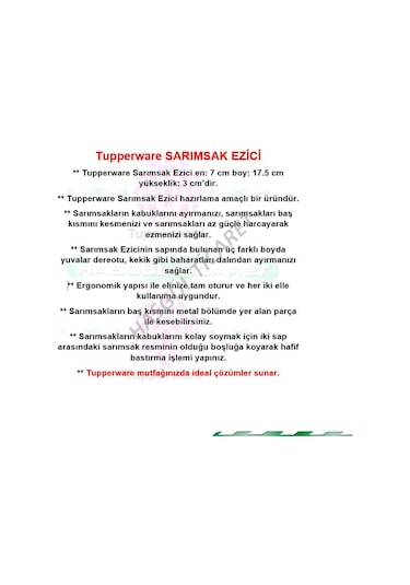 Tupperware Sarımsak Ezici Hsgl